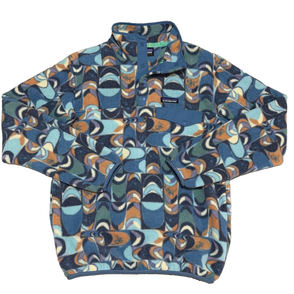 Patagonia Synchilla Snap T Fleece Womens XS Swallowtail Geo Still Blue Pullover